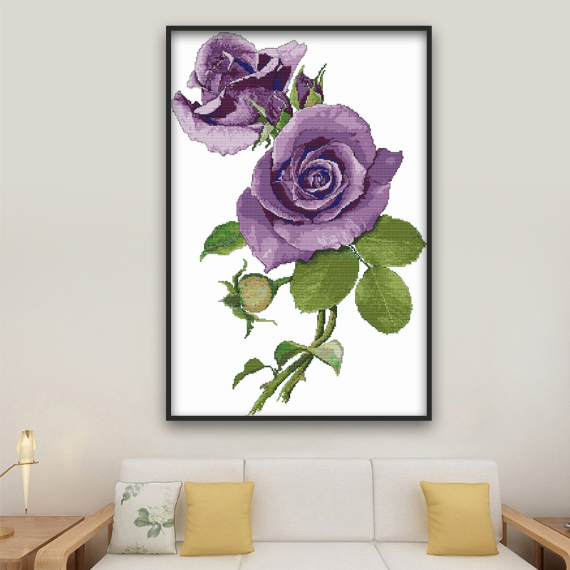 2019创意十字绣蓝色妖姬客厅花卉