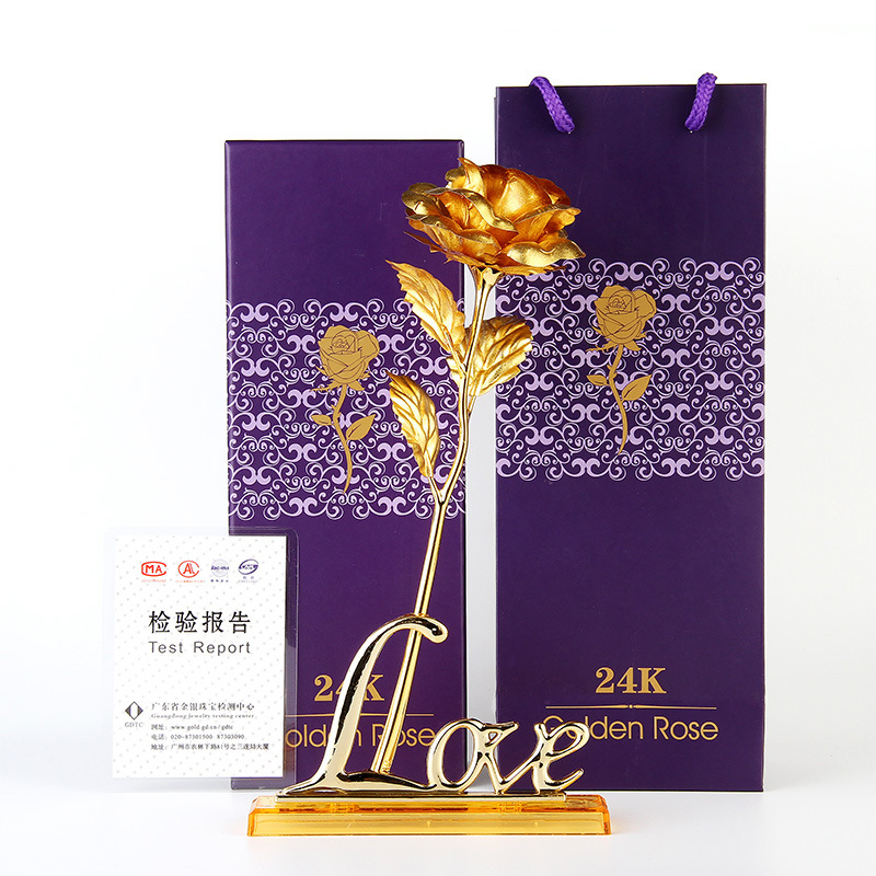 金玫瑰花束礼盒金箔玫瑰花母亲节