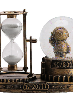 创意宇航员沙漏计时器流沙水晶球摆件男生儿童房间卧室书桌装饰品