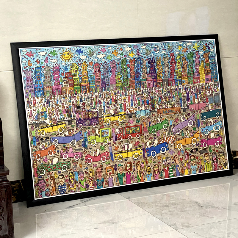 片画框立体相框悬浮实木框架拼图框复古挂墙送胶水配有机玻璃