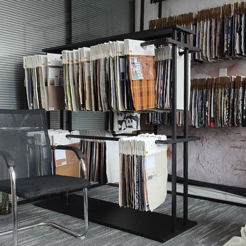 窗帘展示架样品吊卡架布料色卡展架落地式中岛家纺货架展厅陈列架