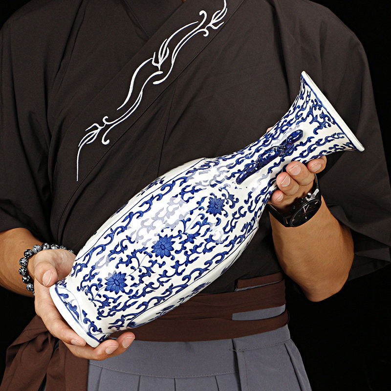 新古典中式陶青仿古瓶客厅博古架酒柜家居复古装饰品