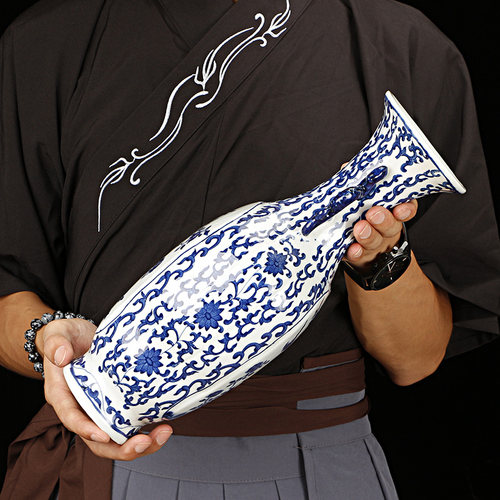 新古典中式陶青仿古瓶客厅博古架酒柜家居复古装饰品