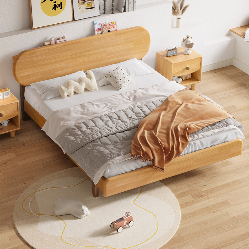 儿童床男孩女孩全实木床m人大床原木风小床1米2单人床一米二