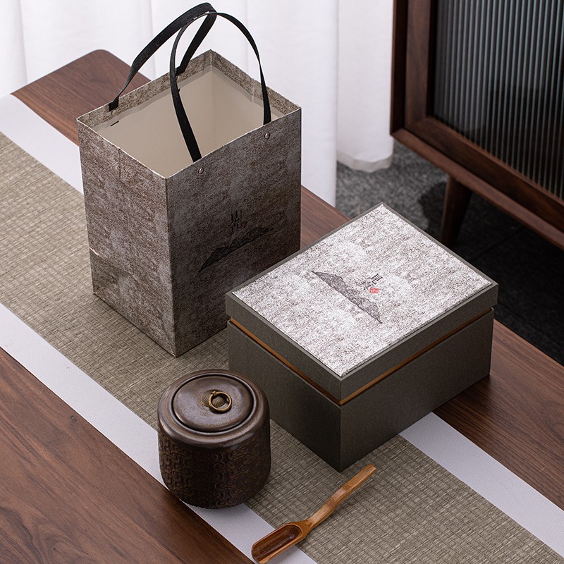 见真茶罐茶盒复古陶瓷茶叶罐礼盒包装空盒普洱红茶碎银子瓷瓶定制