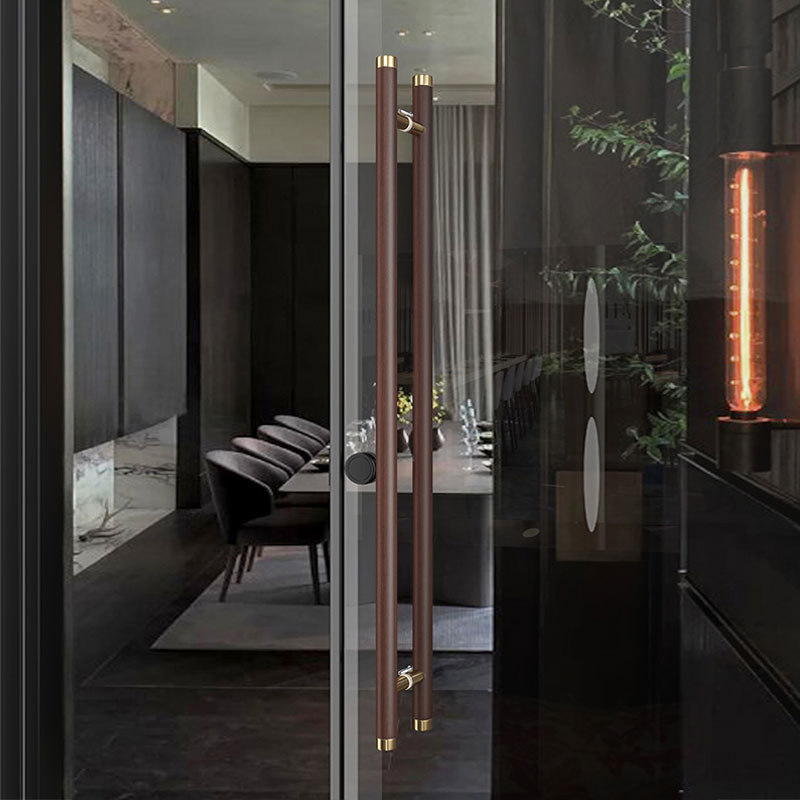 玻璃门拉手中式现代实木大门把手酒店包厢会所有框门把手