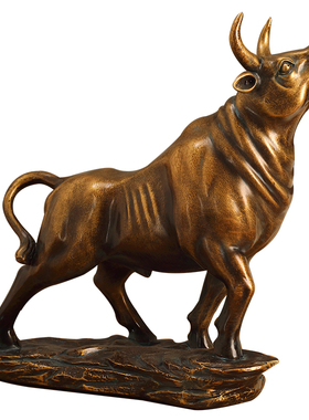 牛气冲天牛客厅办公室华尔街牛桌面金牛装饰品仿铜牛