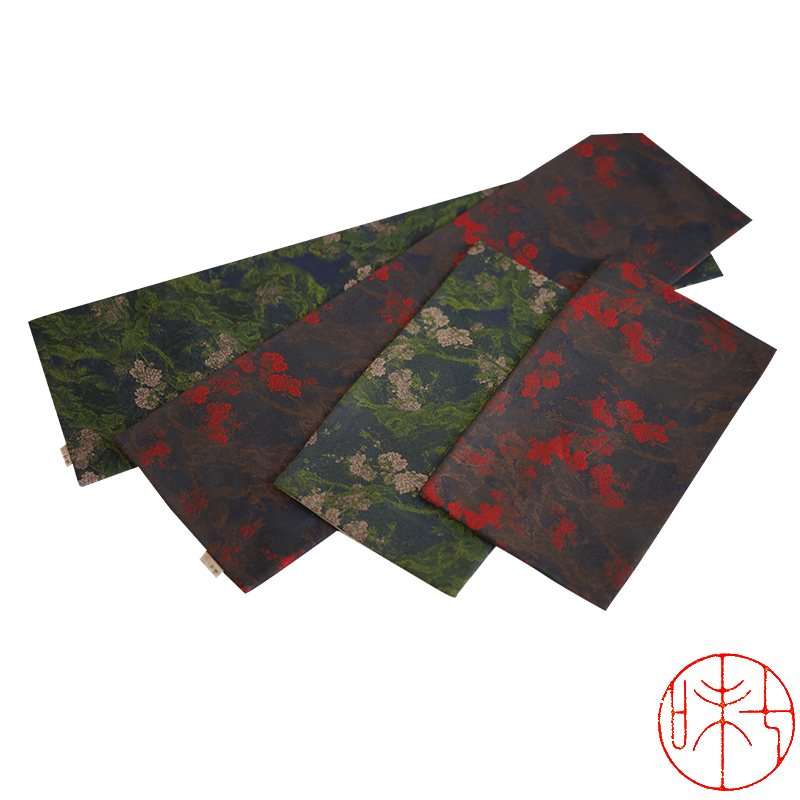 七味自制茶席 质感很的织锦席垫锦缎面中式纹饰提花桌旗布艺