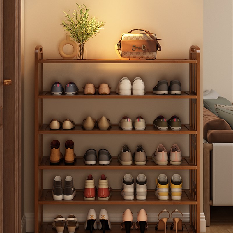 入户门鞋架子家用门口多层20新款小窄门外楼道儿童鞋柜竹子