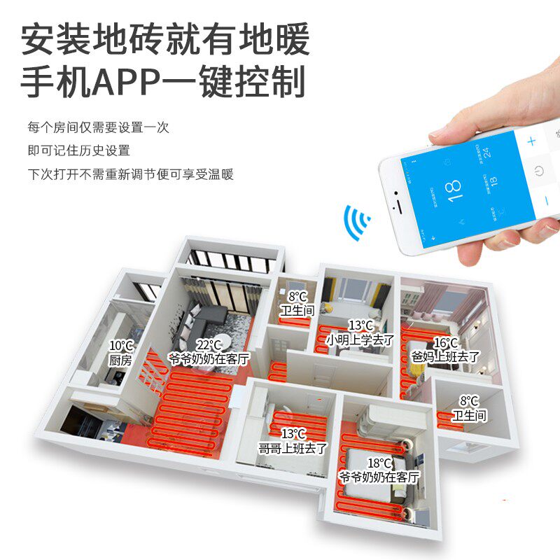 家用石墨烯地暖发热瓷砖 电加热地砖智能温控碳钎维电热膜