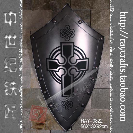 欧洲中世纪 复古武士欧式铁制盾牌 酒吧咖啡西餐书房厅挂饰