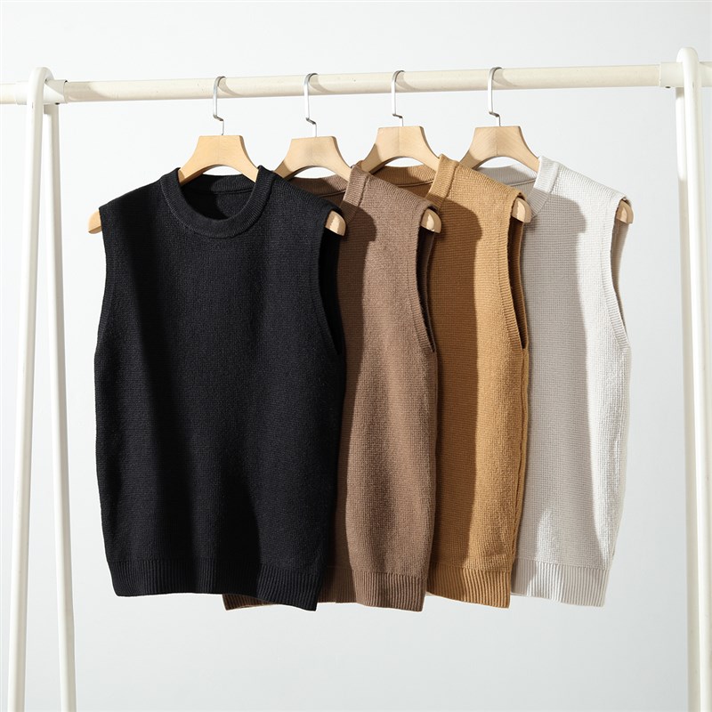 可内搭衬衫日系时尚肌理格毛衫男秋冬季圆领百搭针织背心坎肩马甲