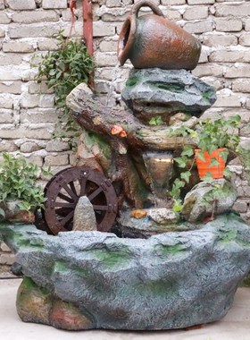 假山喷泉流水景观鱼缸水池鱼池入C户花园阳台露台小院装饰造景摆