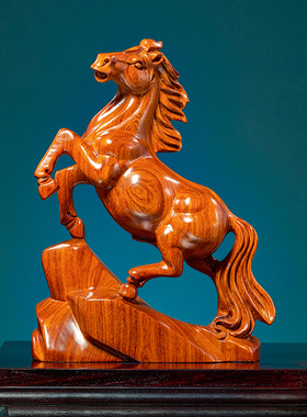 花梨木雕马摆件实木雕刻工艺礼品摆饰生肖木马家居客厅装饰红木开