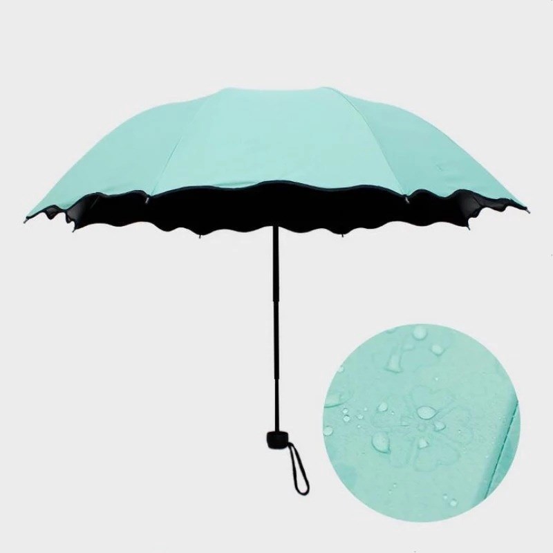 创意遇水开花伞折叠太阳伞户外遮阳三折黑胶S晴雨伞定制小黑伞