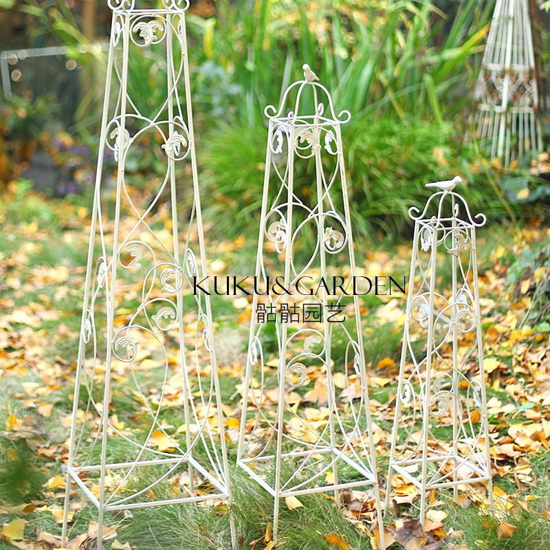 欧式铁艺复古方形做旧复古花架落地式植物爬藤架创意铁线莲支架子