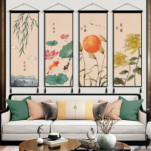 中式民俗布艺挂画二十四节气装饰挂布画布客厅卧室墙上背景装饰画