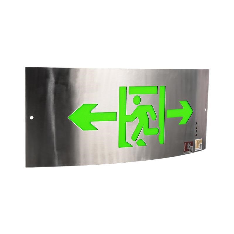 定制圆弧形应急指示灯柱形不锈钢面商场疏散标识灯安全出口标志灯