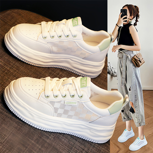 网面小白鞋女鞋h2024夏季新款爆款百搭厚底内增高夏季薄款透气板