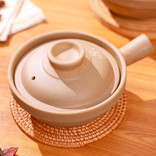 老式无釉陶瓷单把砂锅煲仔饭专用锅家用耐高温干烧不裂小号土沙锅