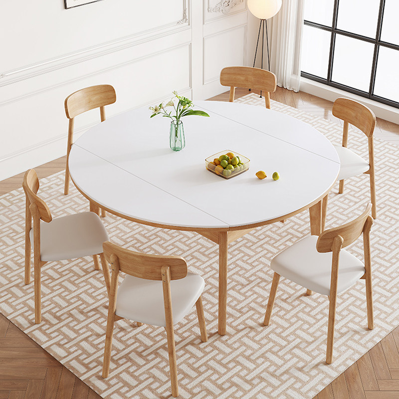 奶油风岩板餐桌椅2024新款现代简约轻奢家用小户型客厅可伸缩圆桌,住宅家具,岩板餐桌,淘宝优惠券,粉丝福利购,淘宝优惠卷