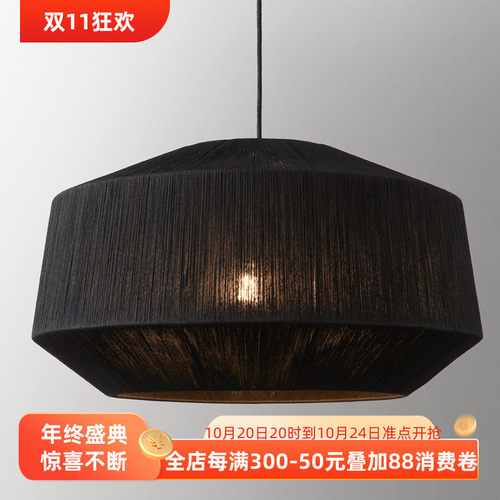 美式复古麻绳吊灯 手工法式简约创意客厅卧室房间民宿别墅灯具