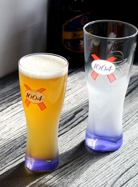 创意1664精酿啤酒杯收腰小麦杯黑啤杯烧烤酒吧冰啤杯大容量玻璃杯