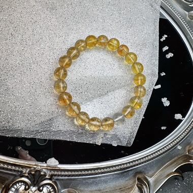 喜饰阿塞黄水晶爆花手串女款招财转运珠白水晶手链送闺蜜女友礼物