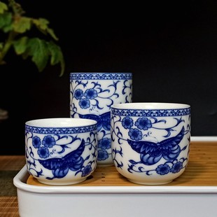 复古主人杯个人单杯品茗瓷水杯家用 衍盛堂陶瓷青花直身茶杯中式