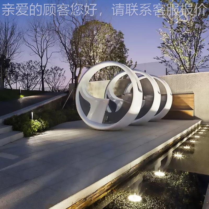 力无动设锈钢发光喷泉单车 0926-3公园景观游乐施不网红打卡售楼