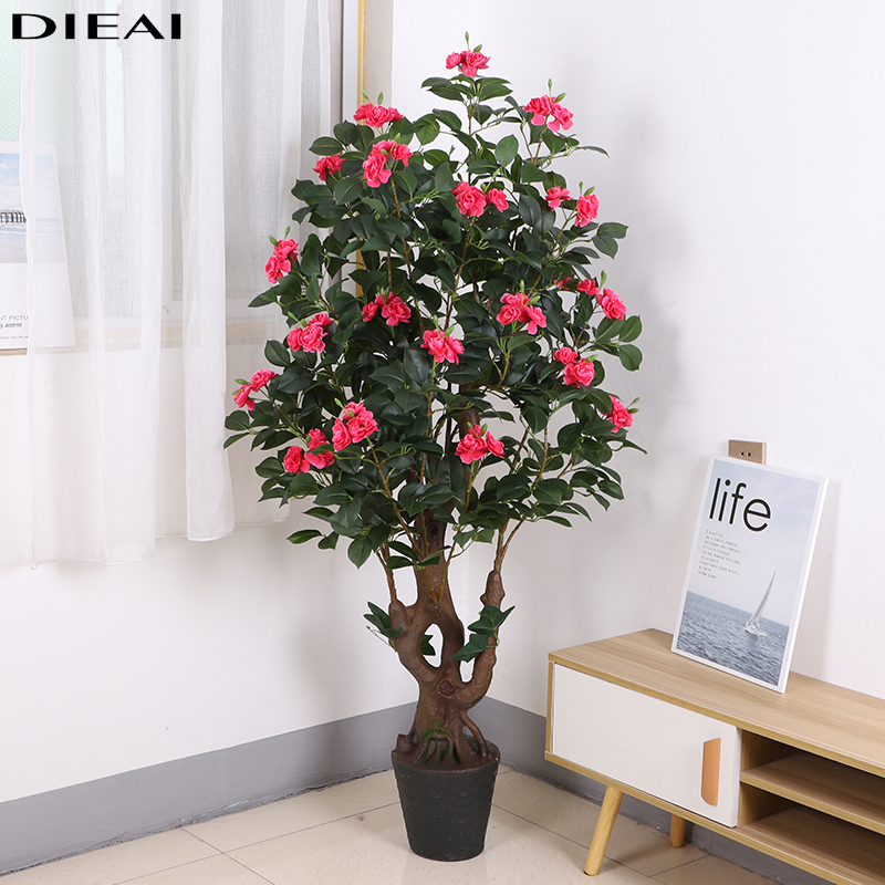 假花仿真花茶花树客厅大型落地装饰塑料花摆设盆栽室内假植物盆景