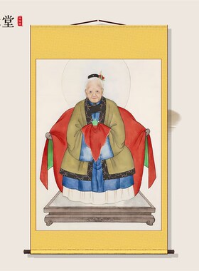胡三太奶画像胡家之主挂画胡太爷东北出马客厅堂口供奉装饰卷轴画
