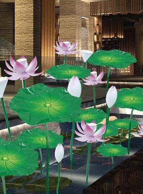 铁艺荷花荷叶落地摆件雕塑酒店大堂餐厅酒吧咖啡厅花园别墅艺术品