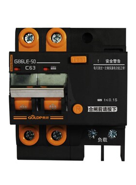 贵派黑壳漏电断路器GB6LE-50 2pC型32A63A家商用漏保真空保护开