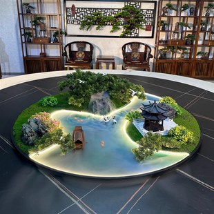 饰摆件酒店饭店餐厅工艺品星级宾馆摆花 大圆桌中间景观灯光雾化装