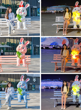 户外卡通动物座椅雕塑玻璃钢网红创意休闲公园椅园林景区美陈摆件