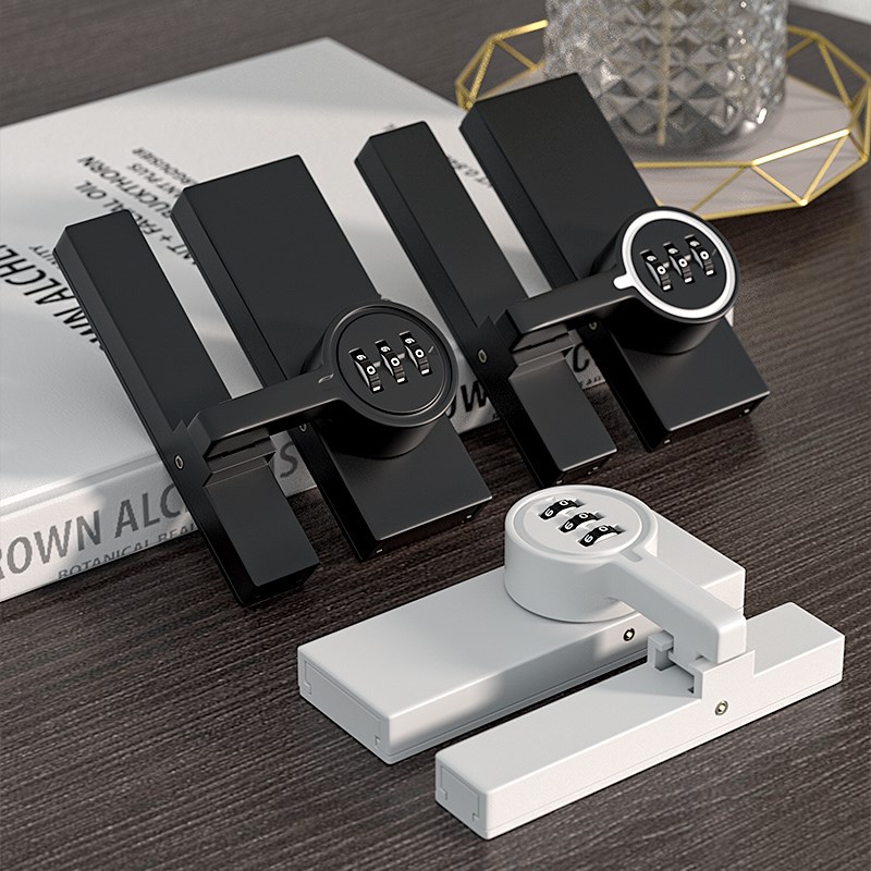 免打孔防盗密码机械锁抽屉锁对开柜门锁冰箱锁更可打孔安装鞋柜锁