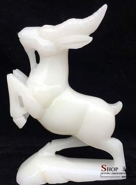 天然白玉生肖羊摆件玉石雕刻家居客厅办公室工艺品装饰品礼品摆设
