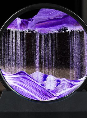 流沙画摆件自动翻转沙漏3d转客厅台灯桌面高级感小众玄关办公桌装