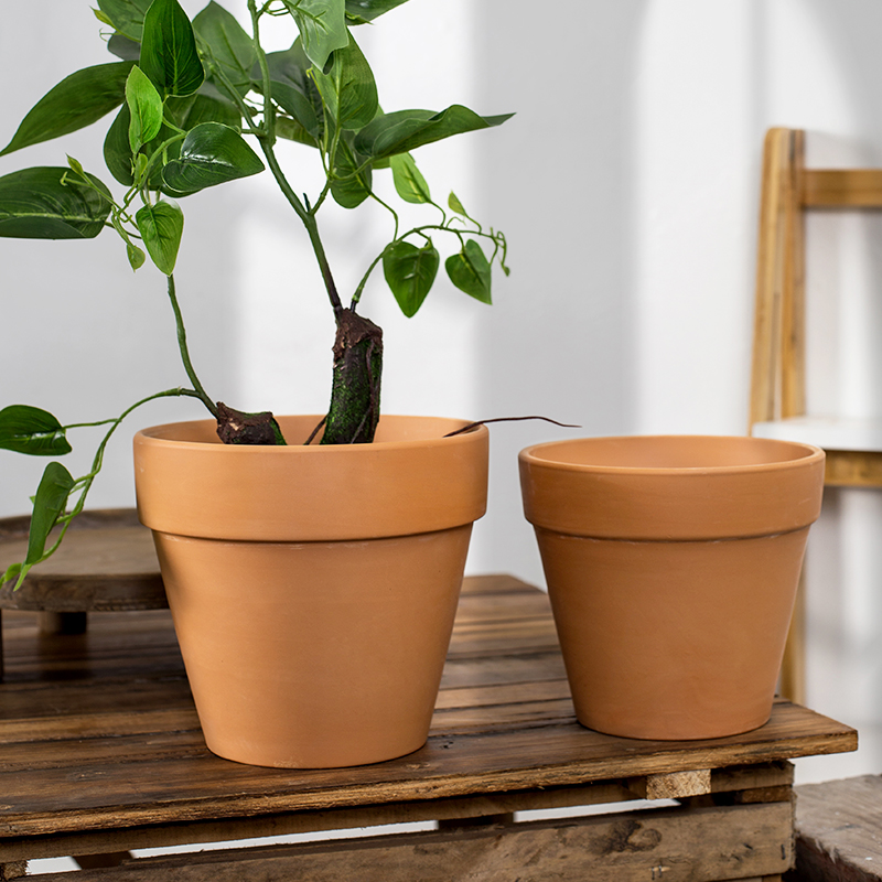 特大号口径圆形绿植大型花盆红陶土花盆园艺景观花盆细质落地陶盆