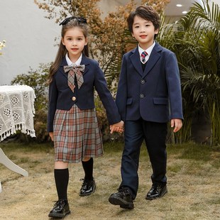 幼儿园园服春秋冬装英伦风儿童校服西装三件套中小学生班服老师服
