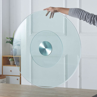 简约餐桌转盘家用钢化玻璃 圆桌转盘饭桌旋转底座 长方形餐桌转盘