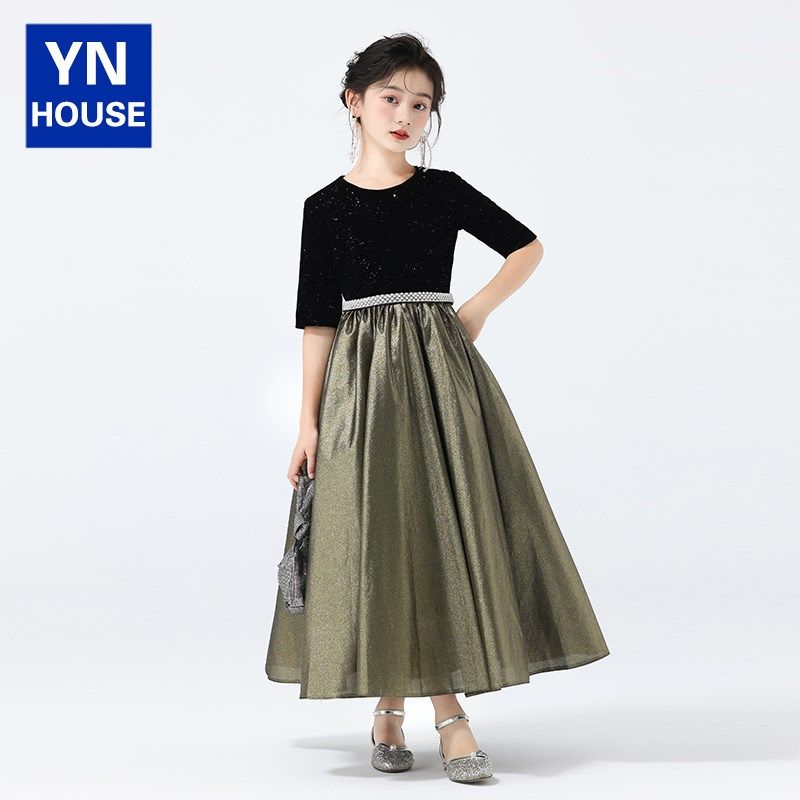 女童晚礼服公主裙女孩大童轻奢小众高端儿童钢琴演奏主持人演出服