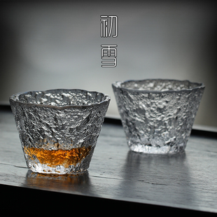 初雪玻璃小茶杯套装日式锤纹杯子个人专用茶道品茗杯功夫茶具酒杯