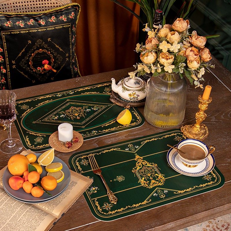 墨绿色奢华西餐垫家用免洗皮革餐垫桌面防烫隔热垫子防水茶几垫,居家布艺,餐垫,淘宝优惠券,粉丝福利购,淘宝优惠卷
