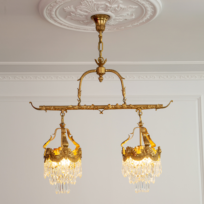 法式吊灯餐厅灯书房灯水晶吊灯欧式奢华大气复古灯具别墅全铜吊灯