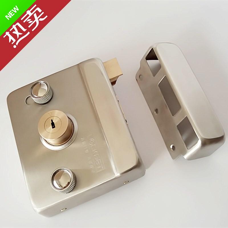 力城 不锈钢外装防盗大门锁乡村老式门锁玻璃木门防撬大门锁铜锁