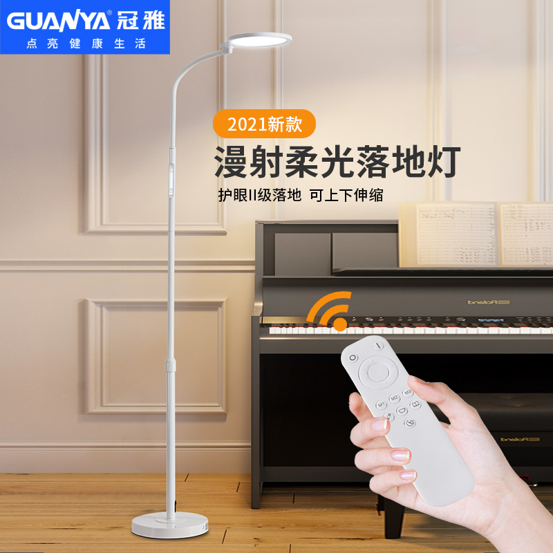 冠雅护眼落地灯客厅卧室儿童书房遥控阅读立式极简练钢琴床头台灯