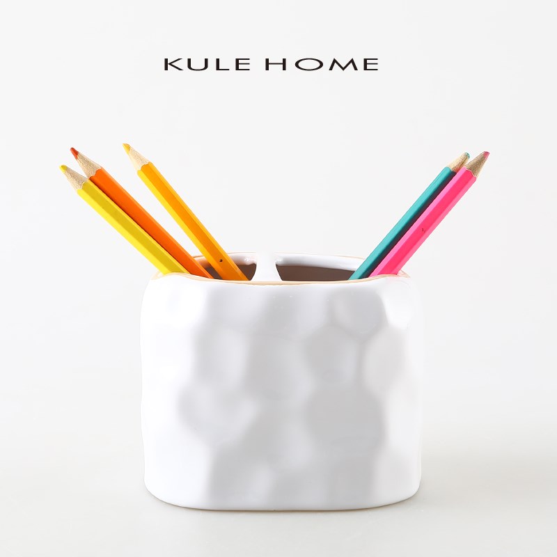 KULE HOME 笔筒创意收纳盒桌面摆件简约办公用品毛笔桶文具收纳筒
