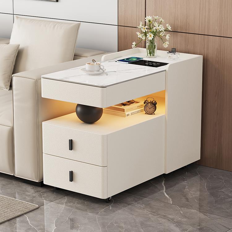 轻奢实木边柜沙发边柜简约现代可移动小茶几客厅边几带轮侧边柜子